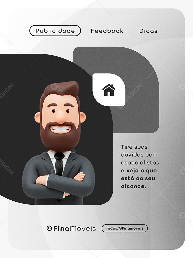 Post Financiamento de Imóveis Tire suas Dúvidas com Especialistas Feed Social Media PSD Editável