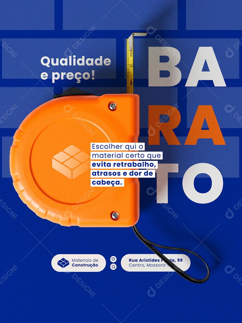 Post Loja de Materiais Barato Feed Social Media PSD Editável