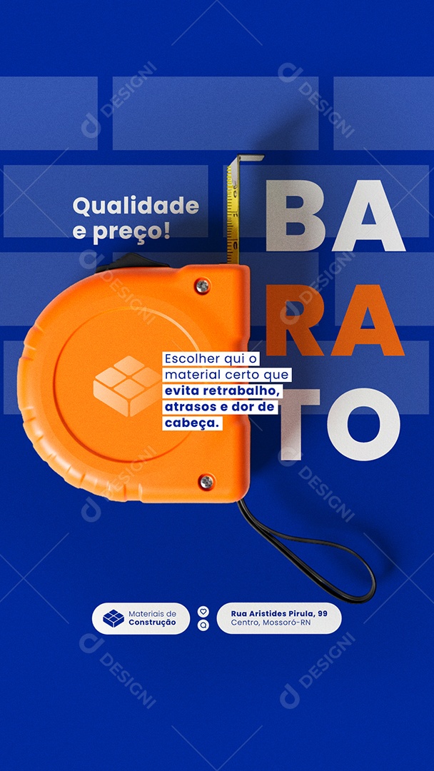 Post Loja de Materiais Barato Story Social Media PSD Editável