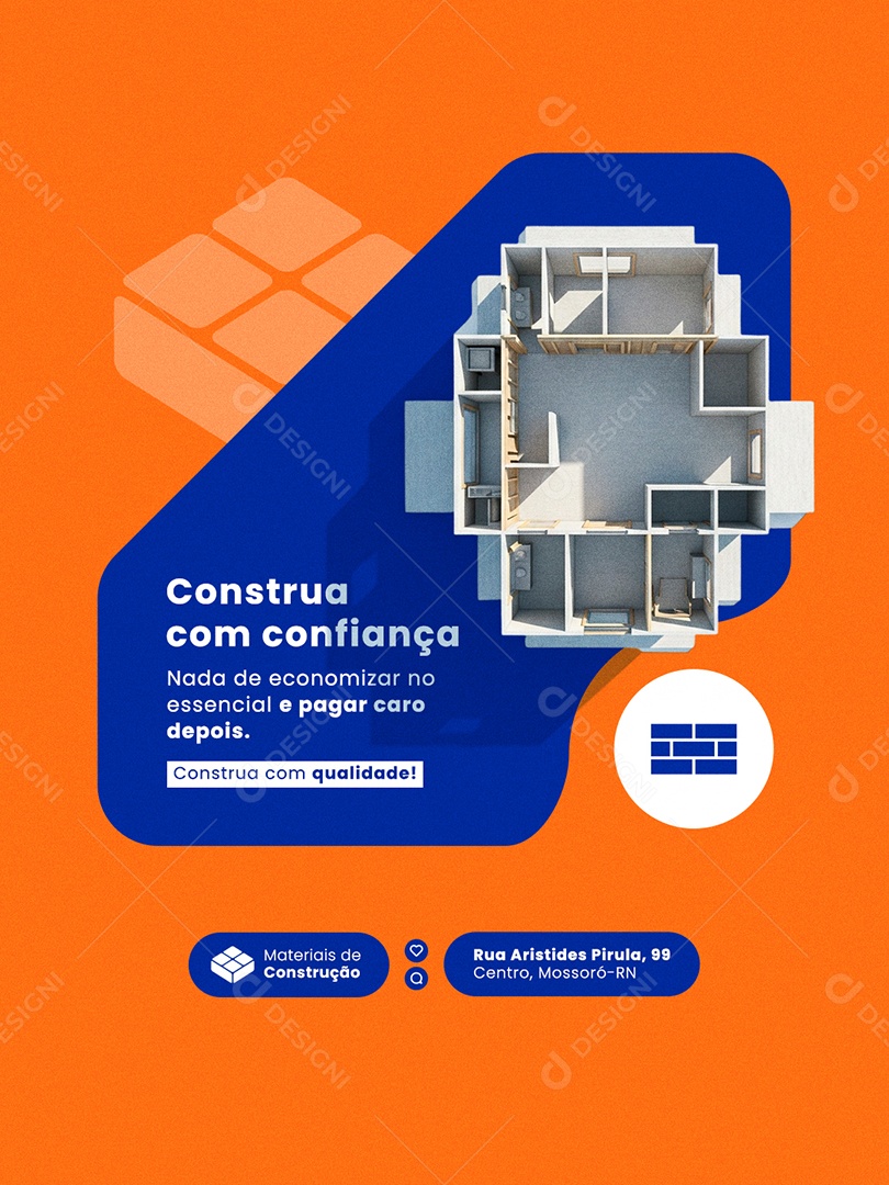 Post Loja de Materiais Construa com Confiança Feed Social Media PSD Editável