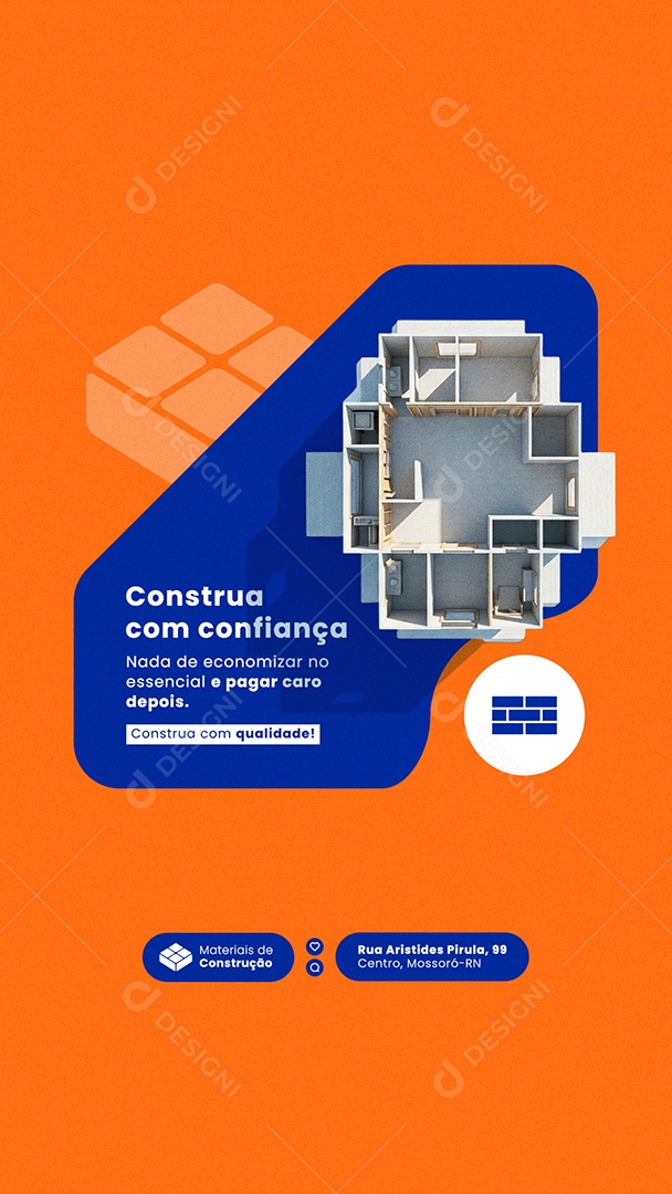 Post Loja de Materiais Construa com Confiança Story Social Media PSD Editável
