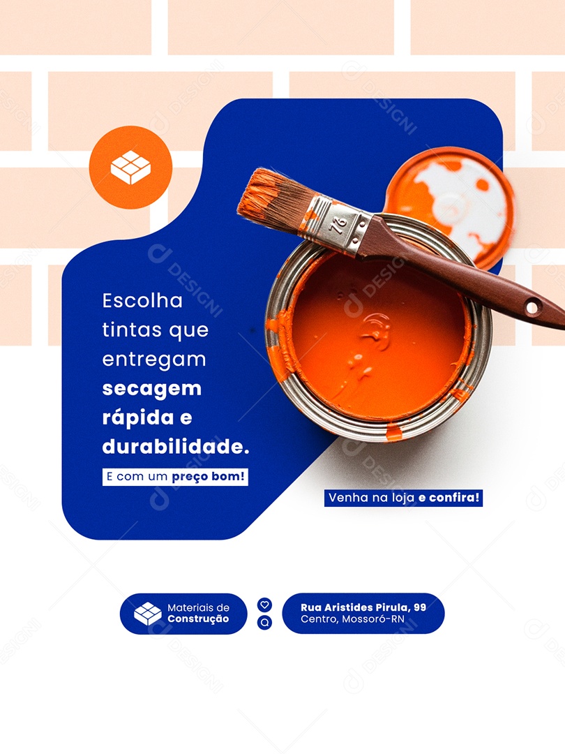 Post Loja de Materiais Escolha Tintas que Entregam Feed Social Media PSD Editável