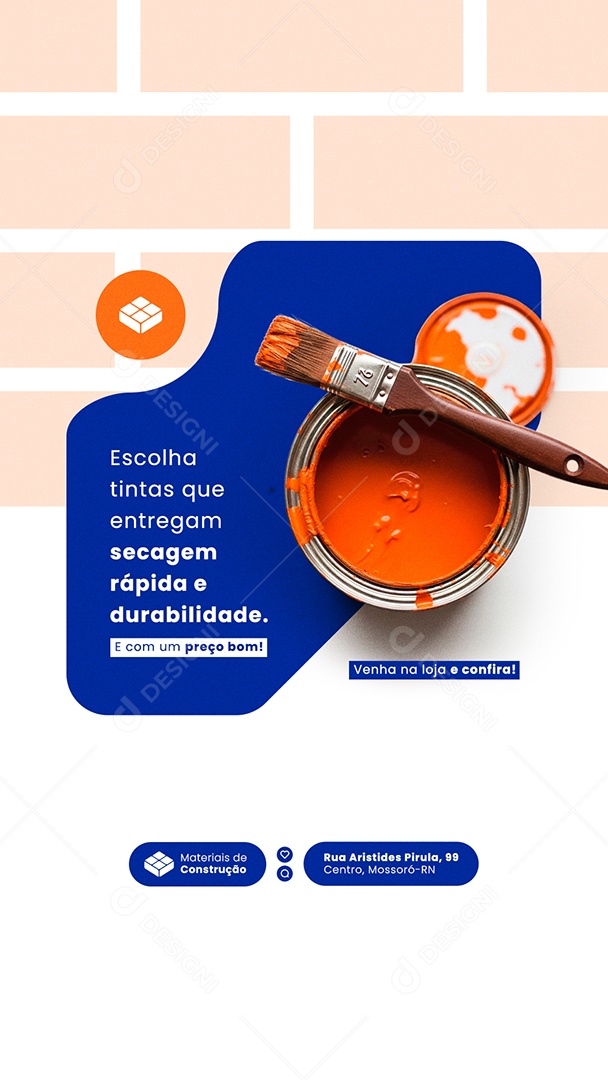 Post Loja de Materiais Escolha Tintas que Entregam Story Social Media PSD Editável