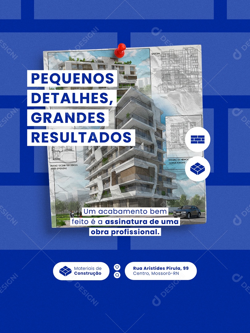 Post Loja de Materiais Pequenos Detalhes Grandes Resultados Feed Social Media PSD Editável