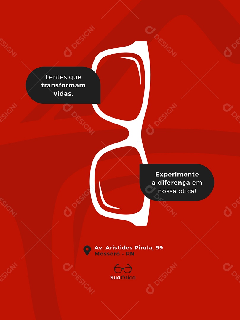 Post Ótica Lentes que Transforman Vidas Feed Social Media PSD Editável
