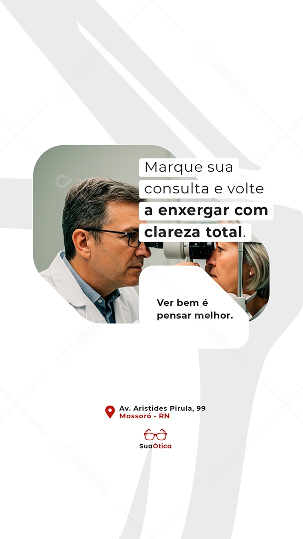 Post Ótica Marque sua Consulta e Volte a Enxergar com Clareza Total Feed Social Media PSD Editável
