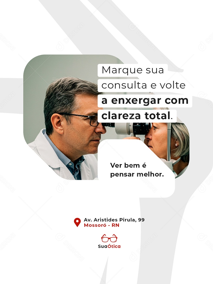 Post Ótica Marque sua Consulta e Volte a Enxergar com Clareza Total Story Social Media PSD Editável