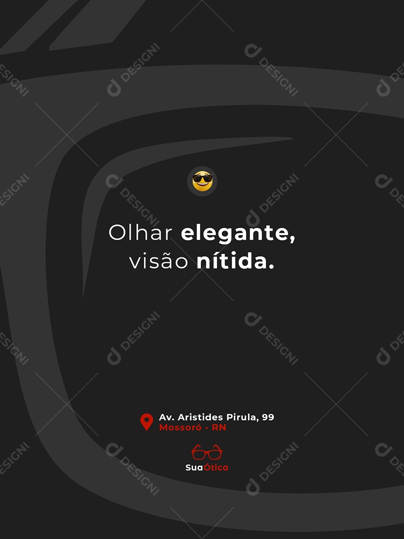 Post Ótica Olhar Elegante Visão Nítida Feed Social Media PSD Editável