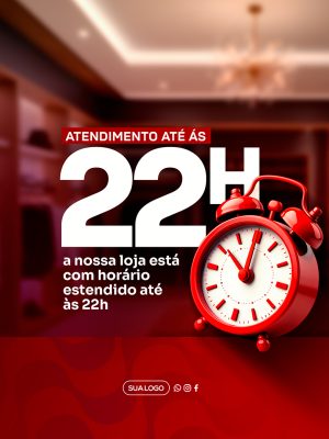 Horário de Funcionamento Social Media PSD Editável