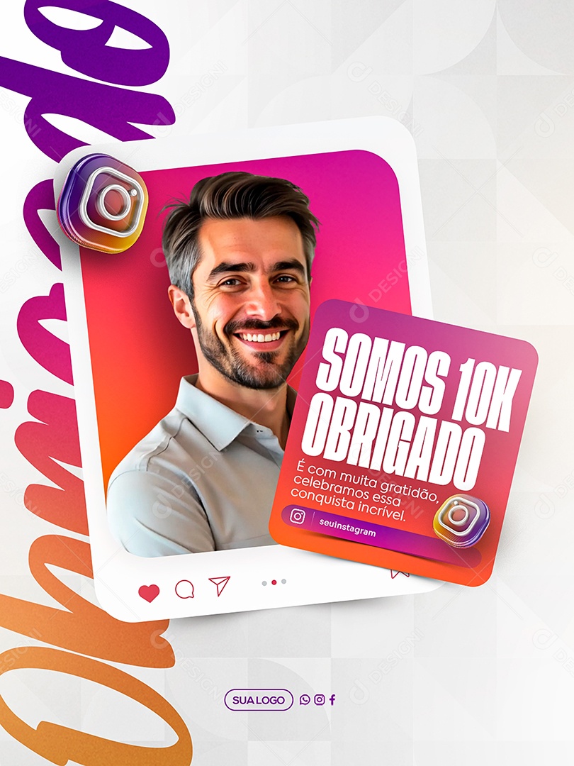 Somos 10k no Instagram Social Media PSD Editável