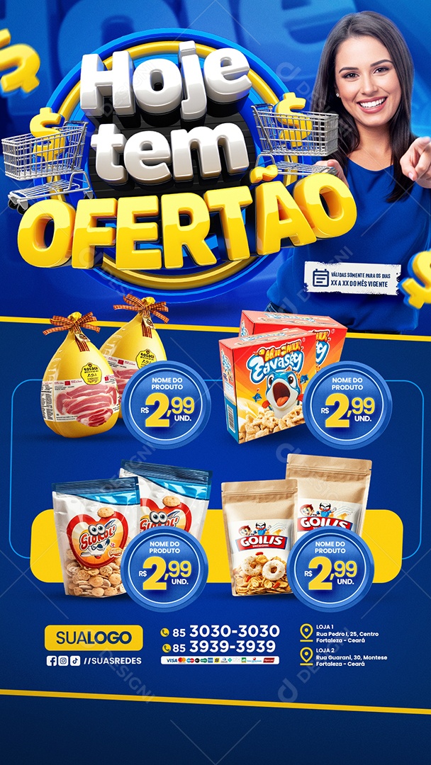 Story Tabloide Hoje Tem Ofertão Supermercado Produtos Social Media PSD Editável