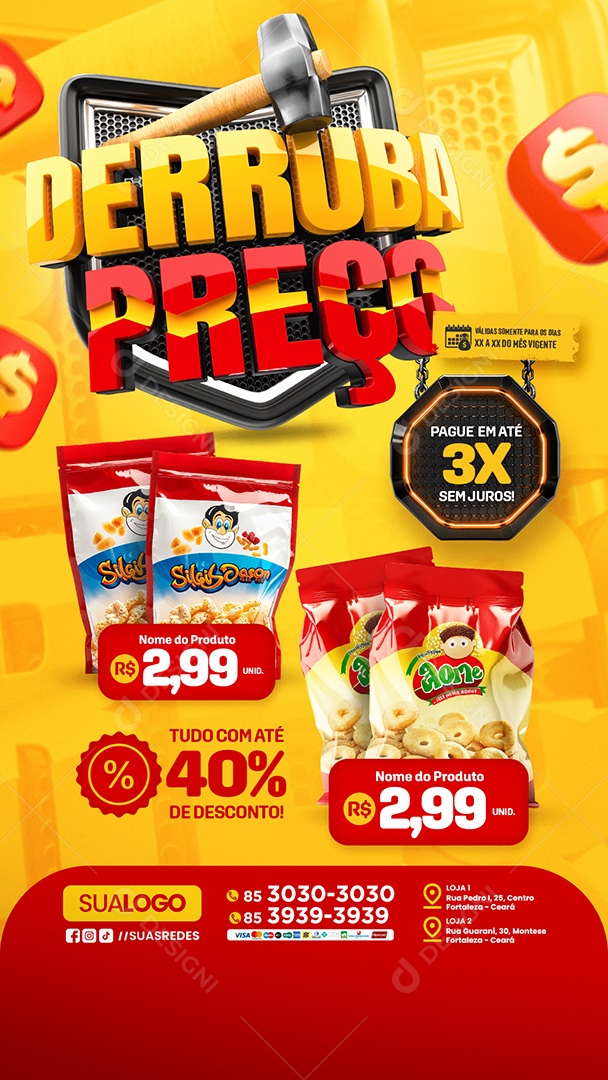 Story Tabloide Derruba Preço Supermercado Produtos Social Media PSD Editável