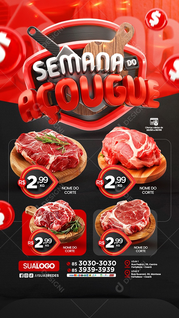 Story Tabloide Semana Do Açougue Carnes Social Media PSD Editável