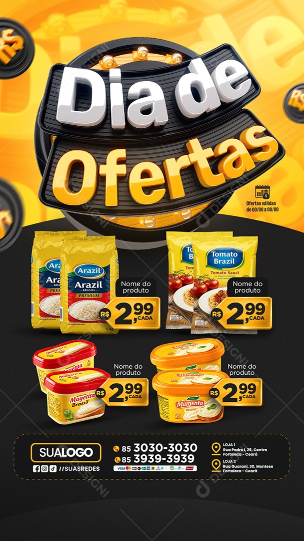 Story Tabloide Mercado Dia de Ofertas Produtos Social Media PSD Editável