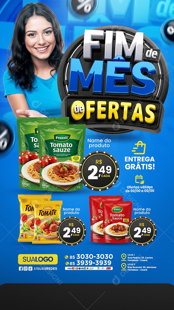 Story Tabloide Mercado Fim de Mês de Ofertas Produtos Social Media PSD Editável