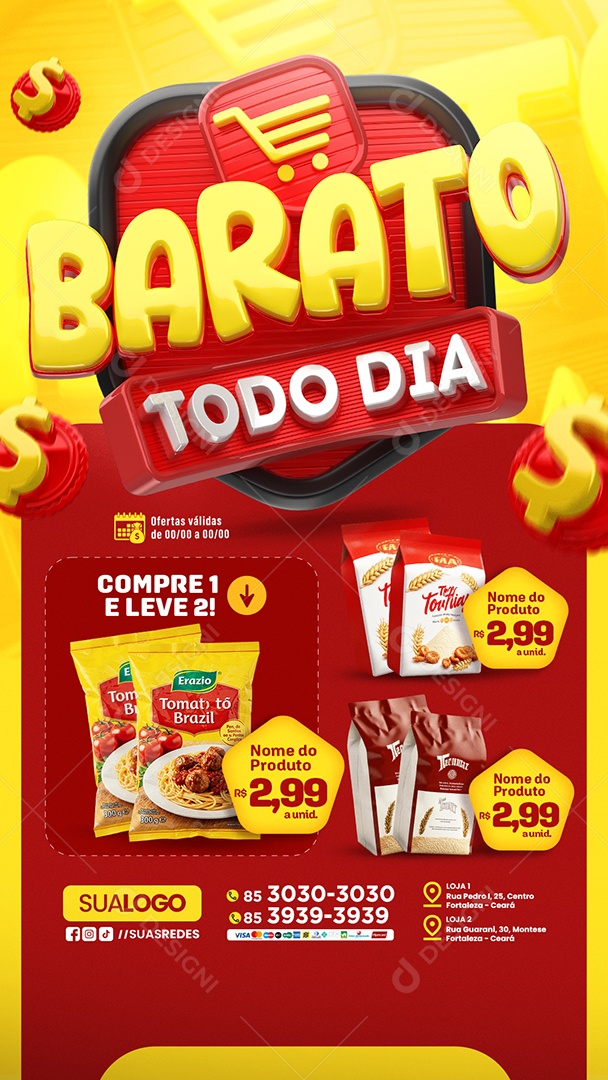 Story Tabloide Mercado Barato Todo Dia Social Media PSD Editável