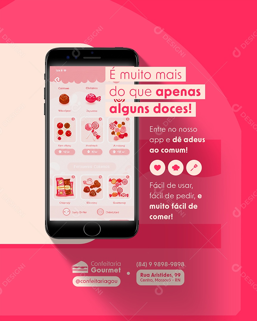 Post Confeitaria Gourmet é Muito mais do que Apenas Alguns Doces Feed Social Media PSD Editável