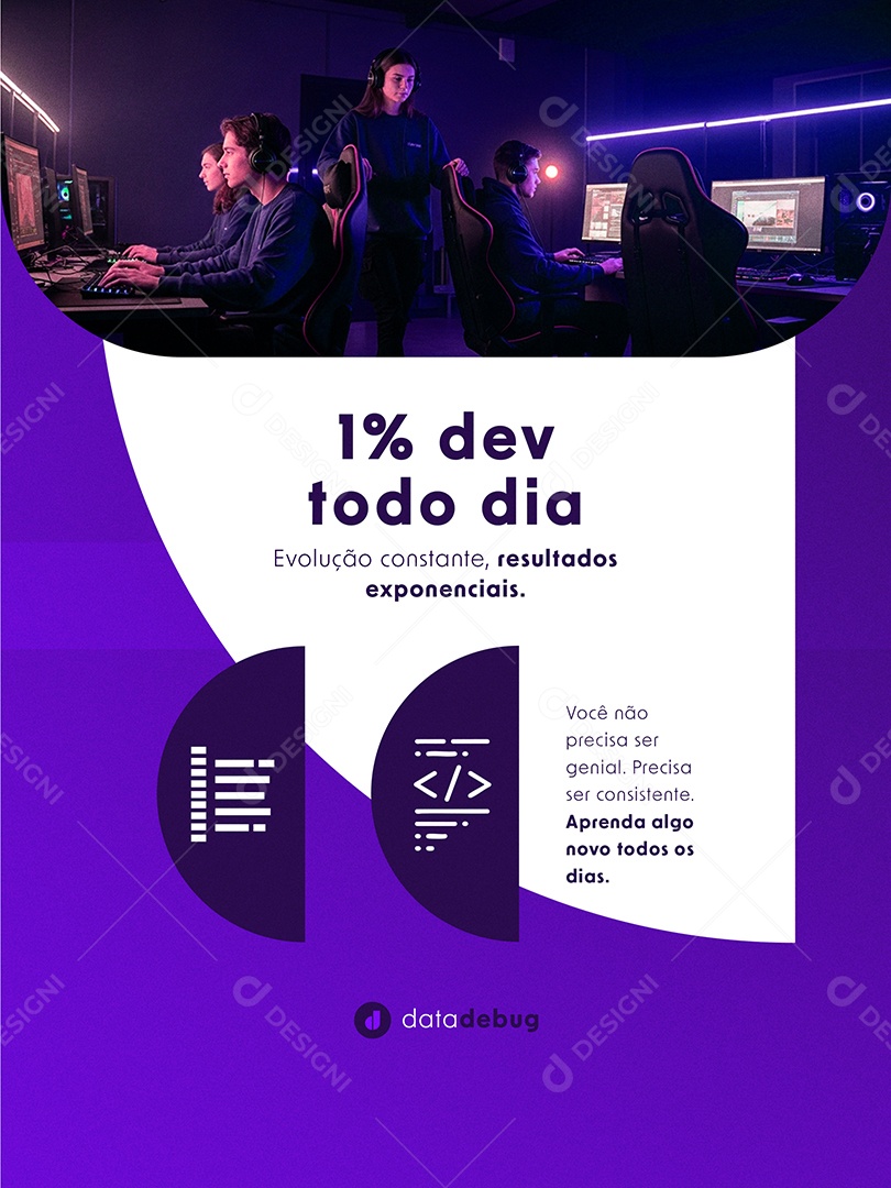 Post Curso de Programação 1% Dev Todo Dia Feed Social Media PSD Editável