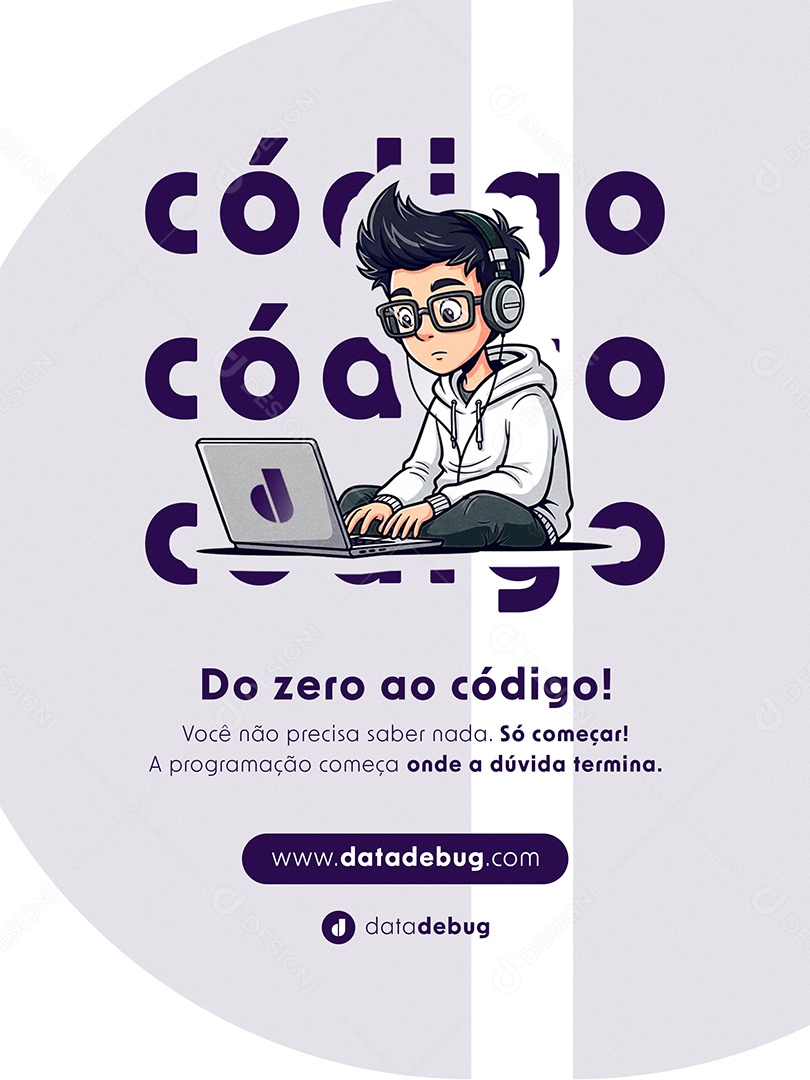 Post Curso de Programação Do Zero ao Código Feed Social Media PSD Editável
