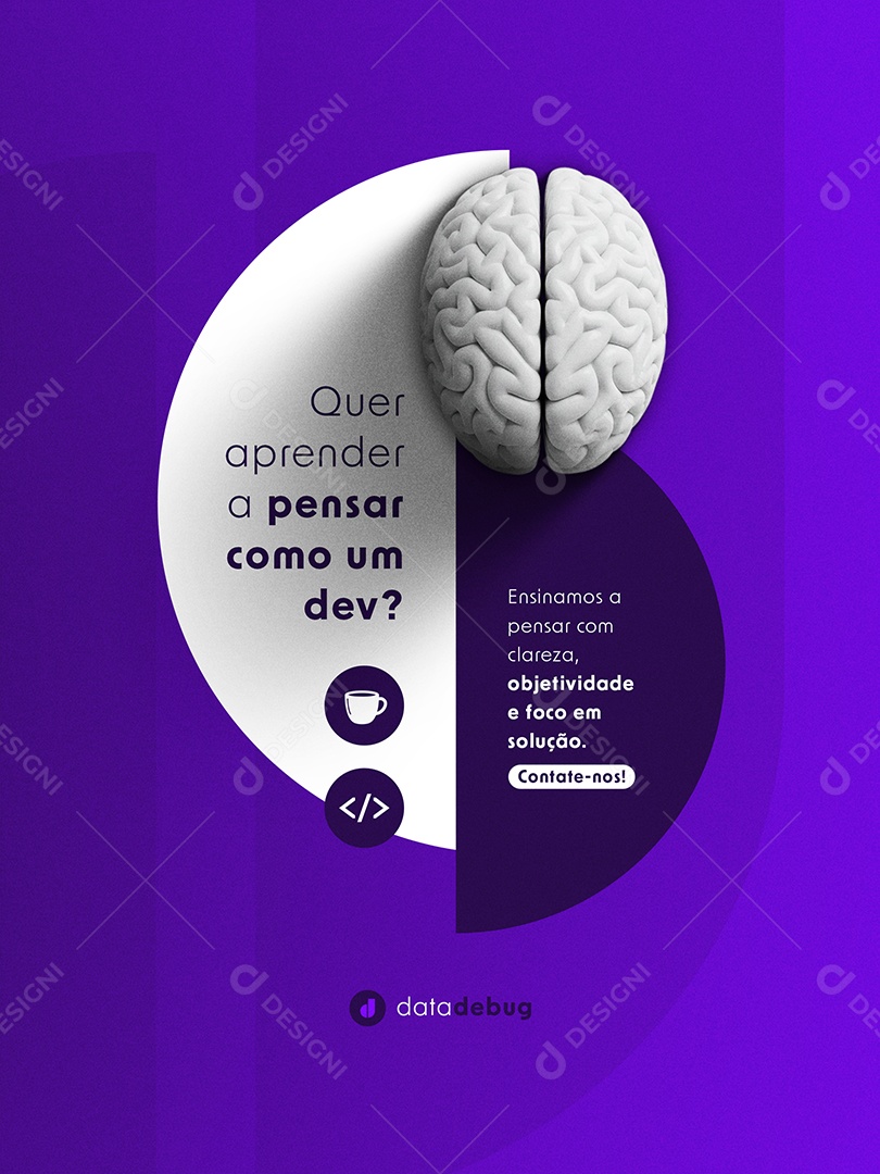 Post Curso de Programação Quer Aprender a Pensar Como um Dev Feed Social Media PSD Editável