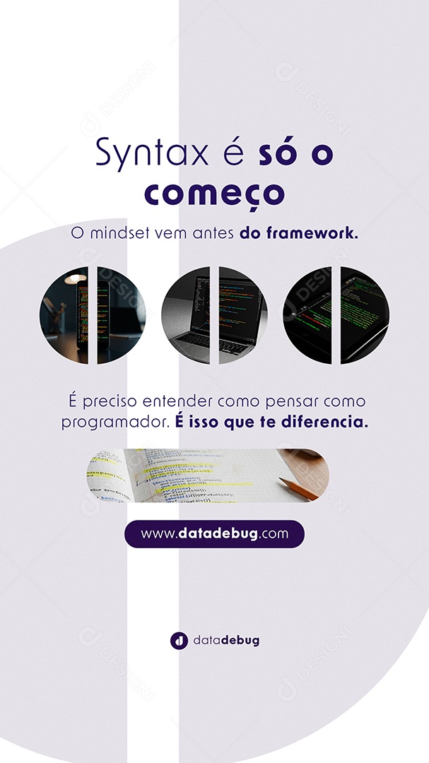 Post Curso de Programação Syntax é só o Começo Story Social Media PSD Editável