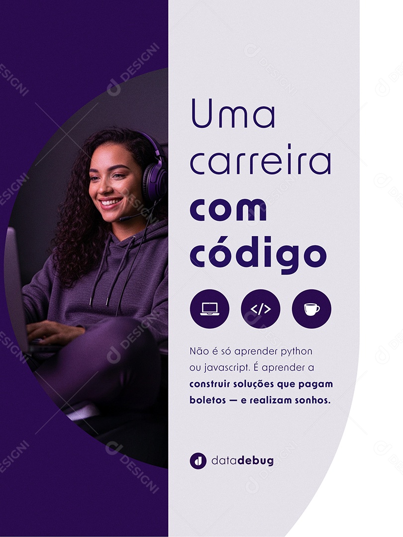 Post Curso de Programação Uma Carreira com Código Feed Social Media PSD Editável