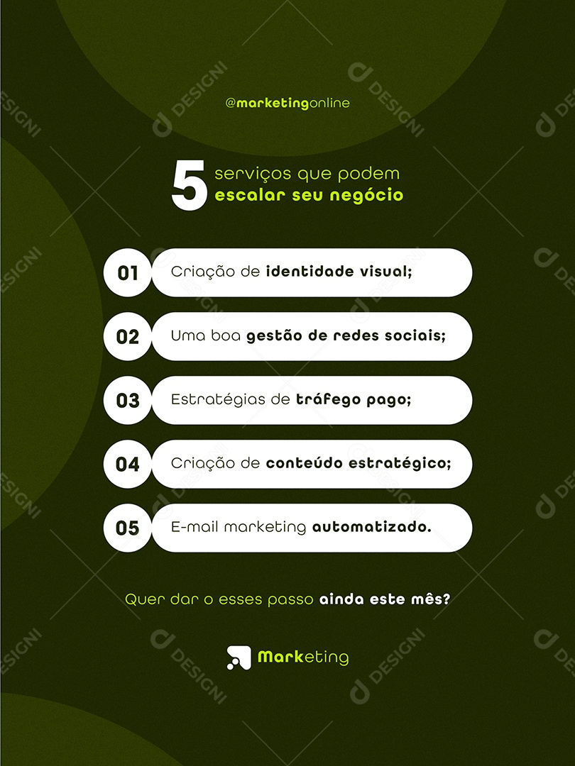 Post Marketing Digital 5 Serviços que Podem Escalar seu Neócio Feed Social Media PSD Editável