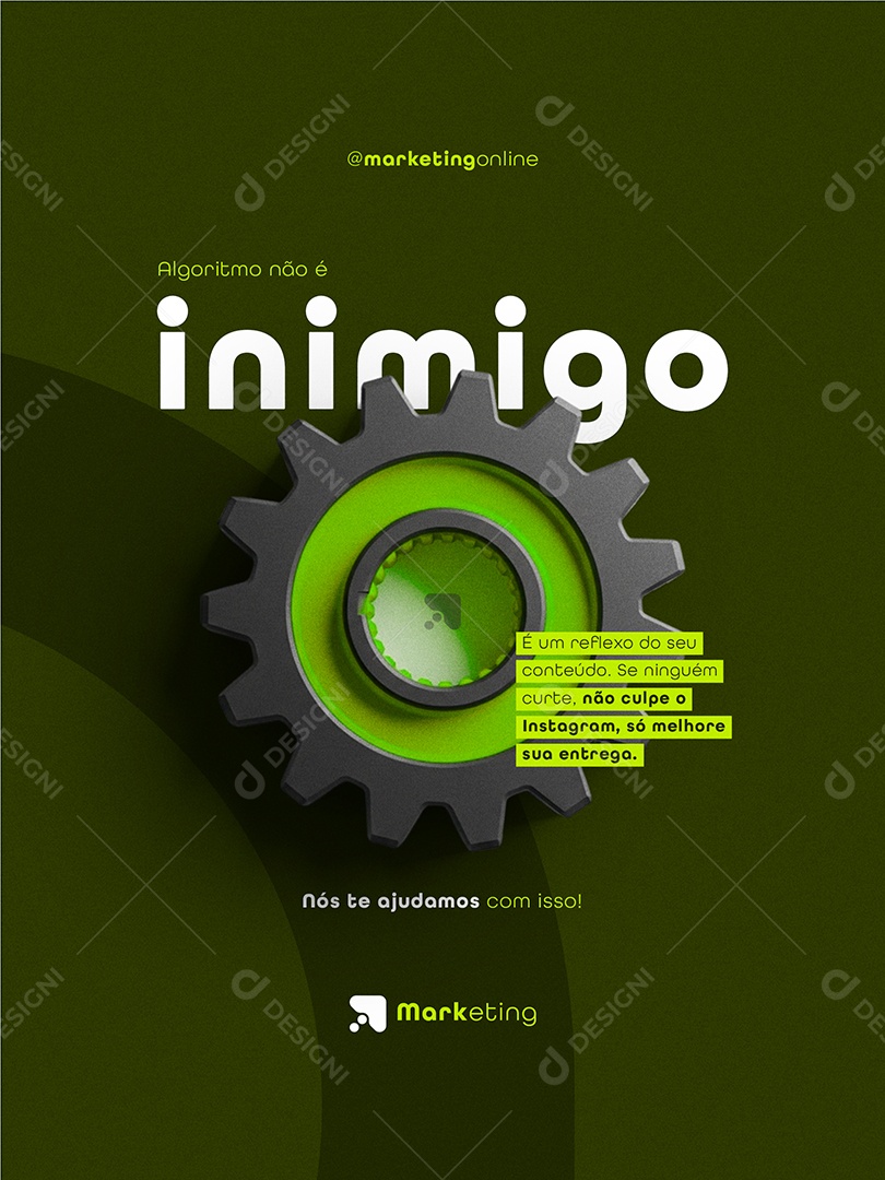 Post Marketing Digital Algoritimo Não é Inimigo Feed Social Media PSD Editável