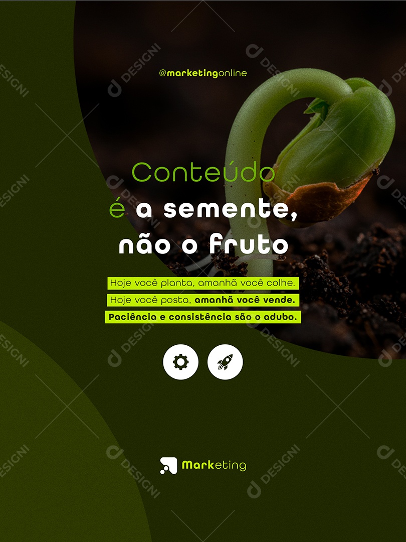 Post Marketing Digital Conteúdo é a Smente Não o Fruto Feed Social Media PSD Editável