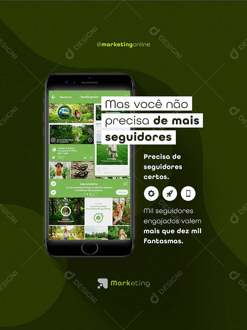 Post Marketing Digital Mas Você Não Precisa de Mais Seguidores Feed Social Media PSD Editável