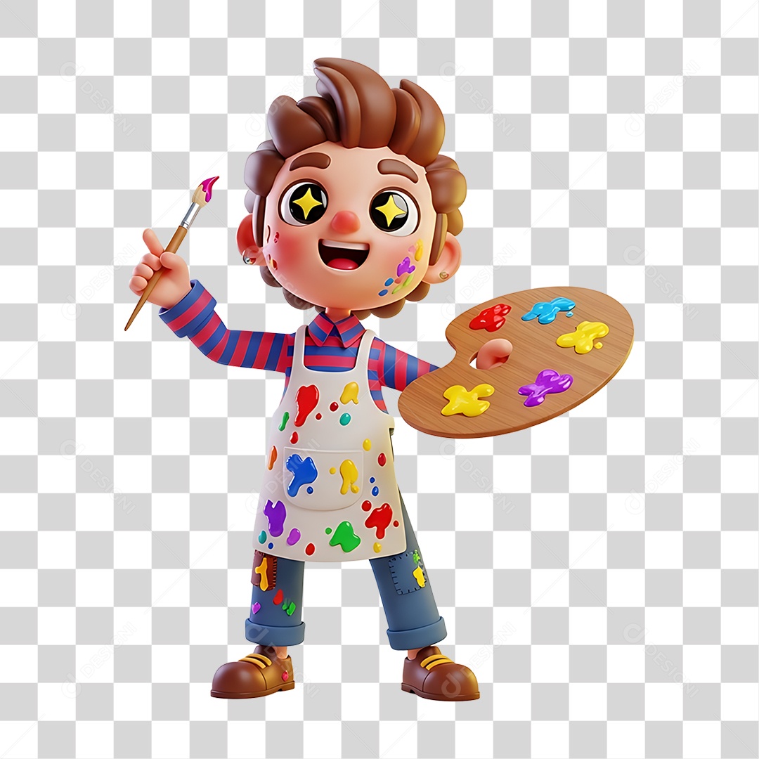 Jovem com Tinta Pinturas PNG Transparente