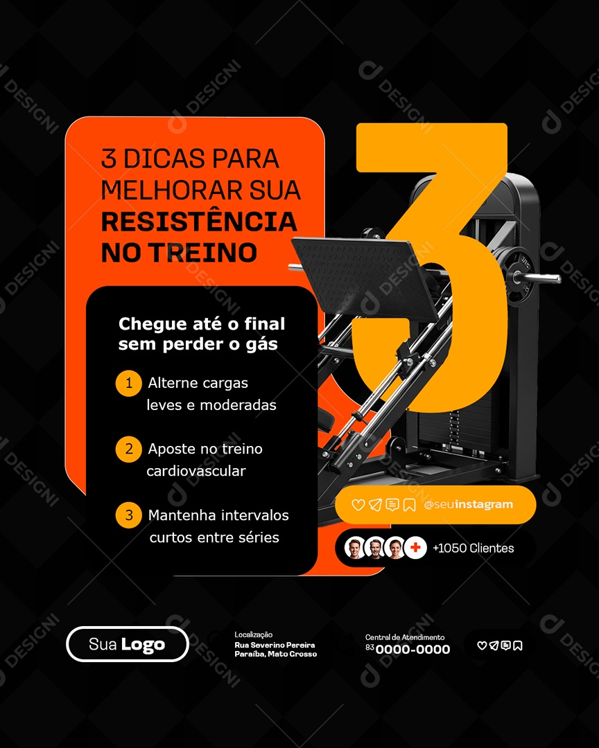 Academia Três Dicas para Melhorar Sua Resistência no Treino Social Media PSD Editável