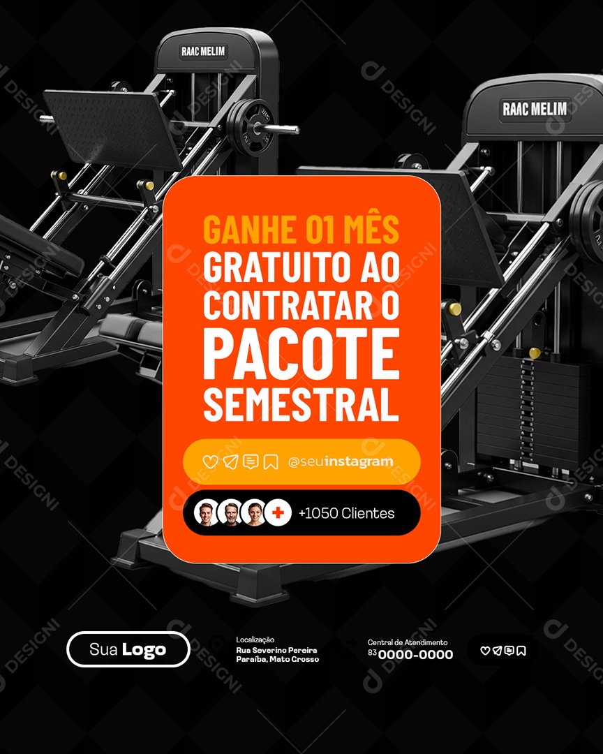 Academia Ganhe Gratuito ao Contratar o Pacote Semestral Social Media PSD Editável