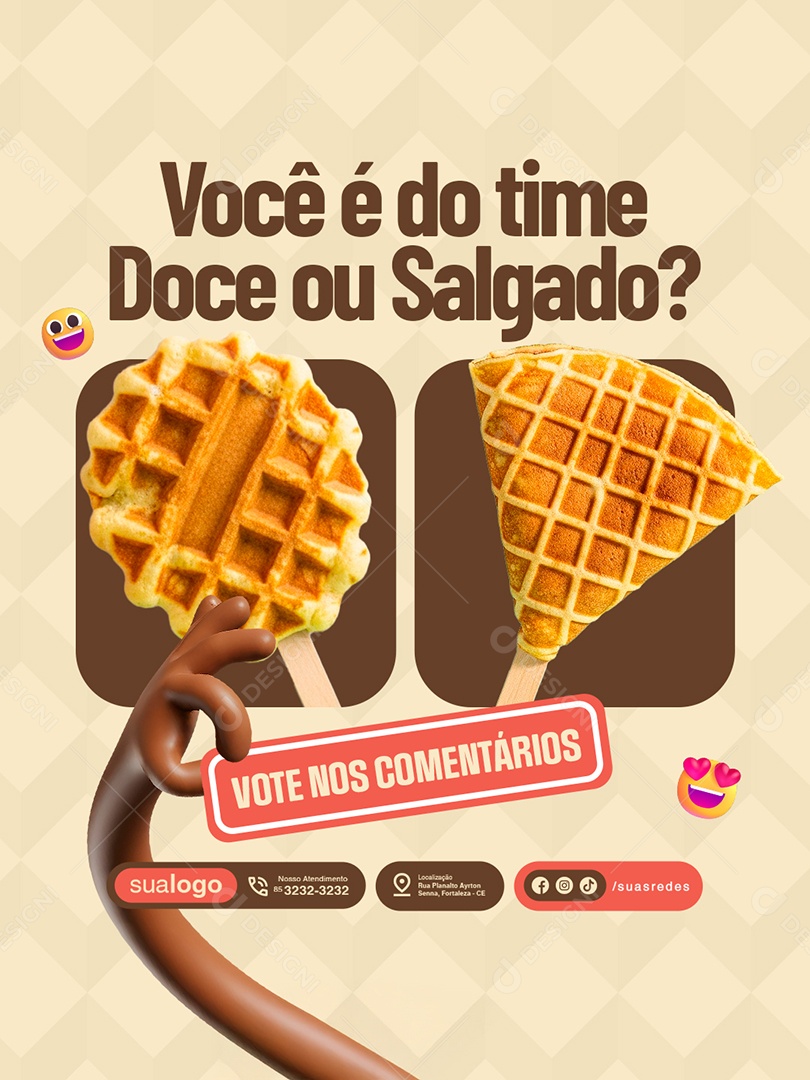 Crepe Você é Do Time Doce ou Salgado Vote nos Comentários Social Media PSD Editável