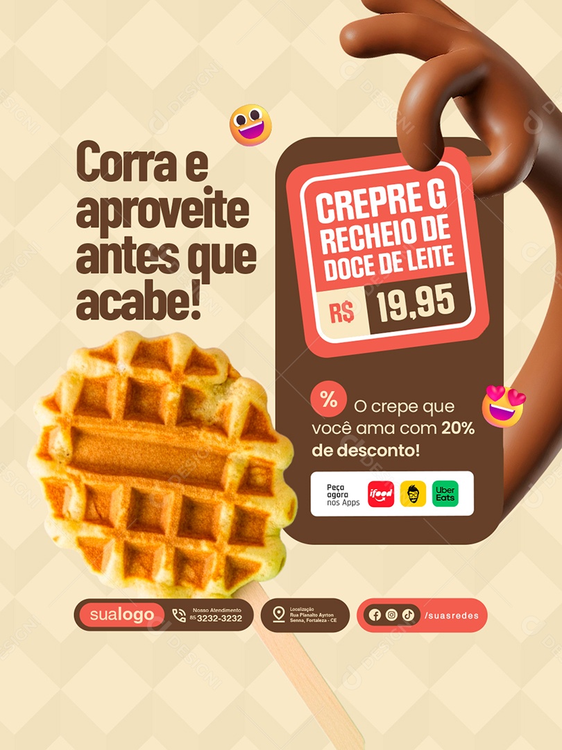 Crepe Recheio de Doce de Leite Social Media PSD Editável