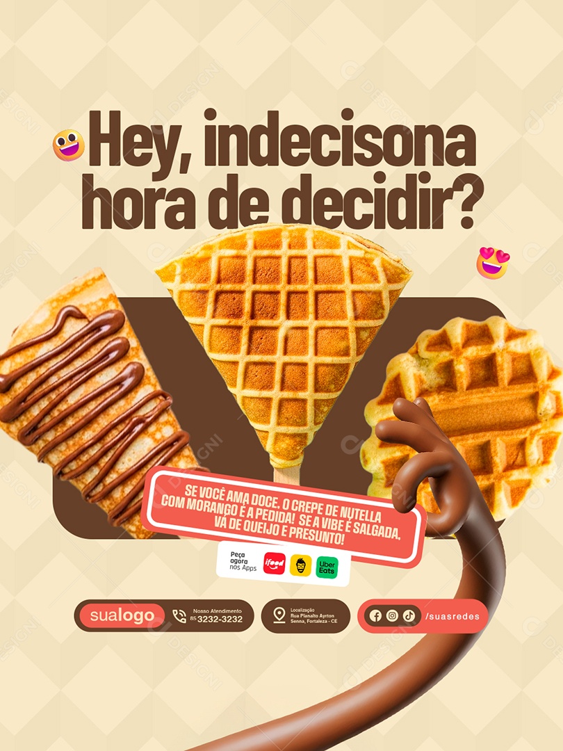Crepe Hey Indecisona Hora de Decidir Social Media PSD Editável
