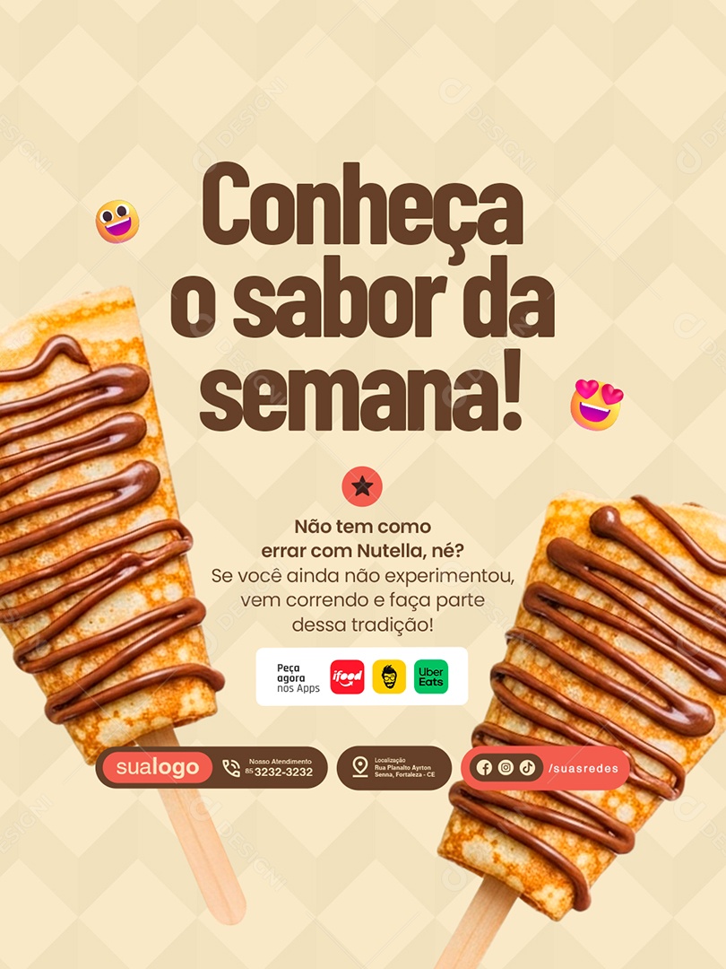 Crepe Conheça o Sabor da Semana Social Media PSD Editável