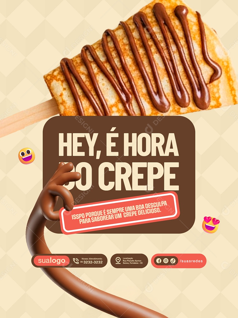 Hey é Hora do Crepe Social Media PSD Editável
