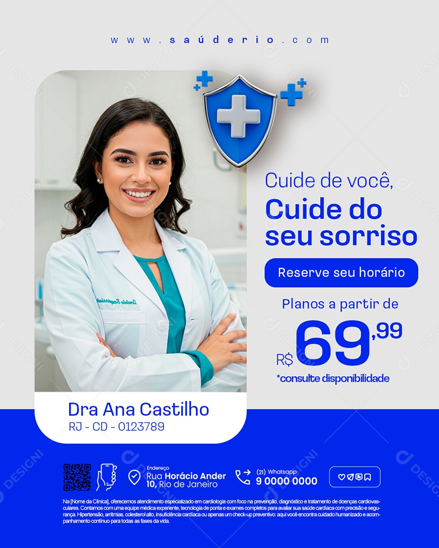 Dentista Reserve seu Horário Social Media PSD Editável