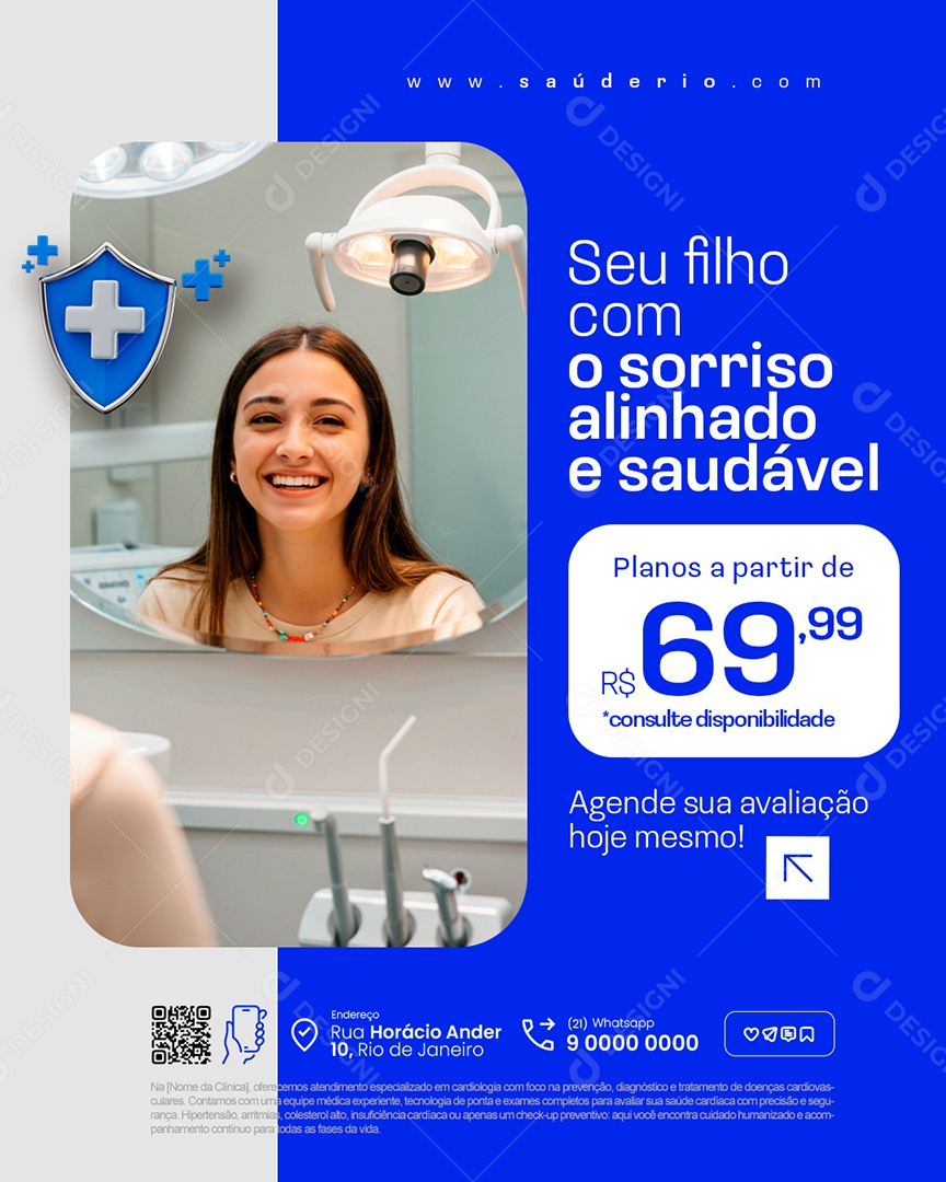 Dentista Seu Filho com o Sorriso Alinhado e Saudável Social Media PSD Editável