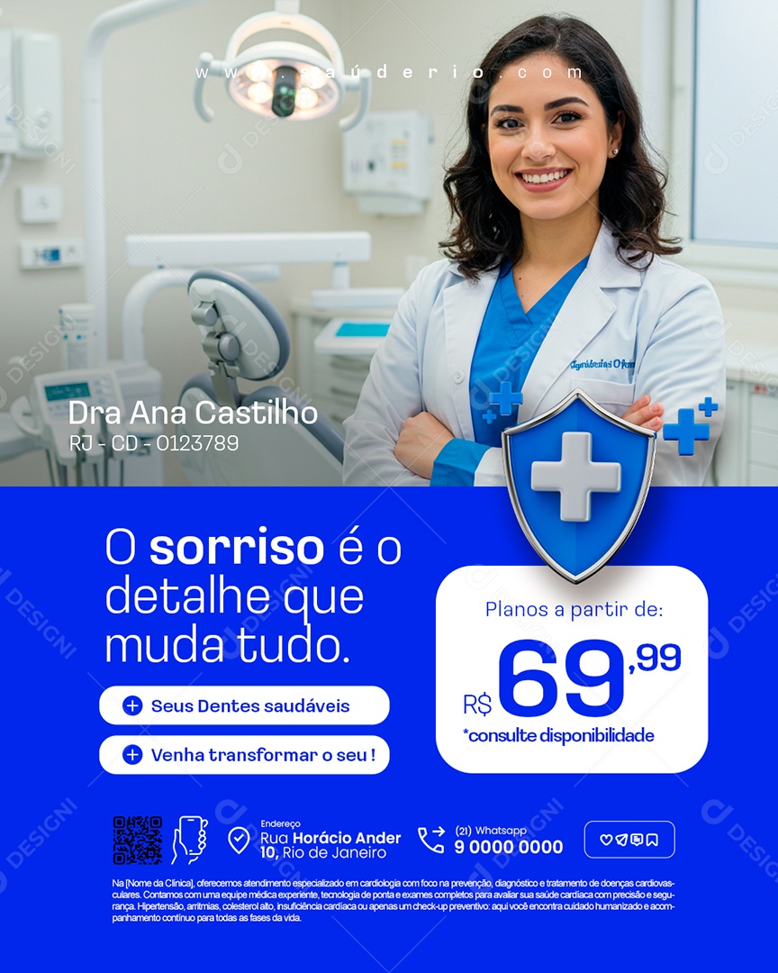 Dentista O Sorriso é o Detalhe Que Muda Tudo Social Media PSD Editável