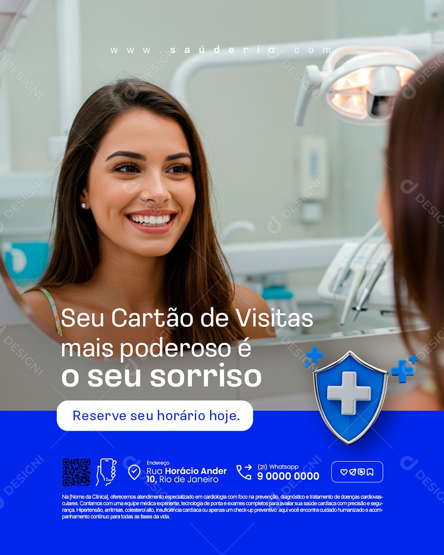 Dentista Seu Cartão de Visitas Mais Poderoso Social Media PSD Editável