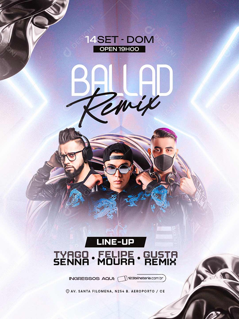 Flyer Ballad Remix Social Media PSD Editável