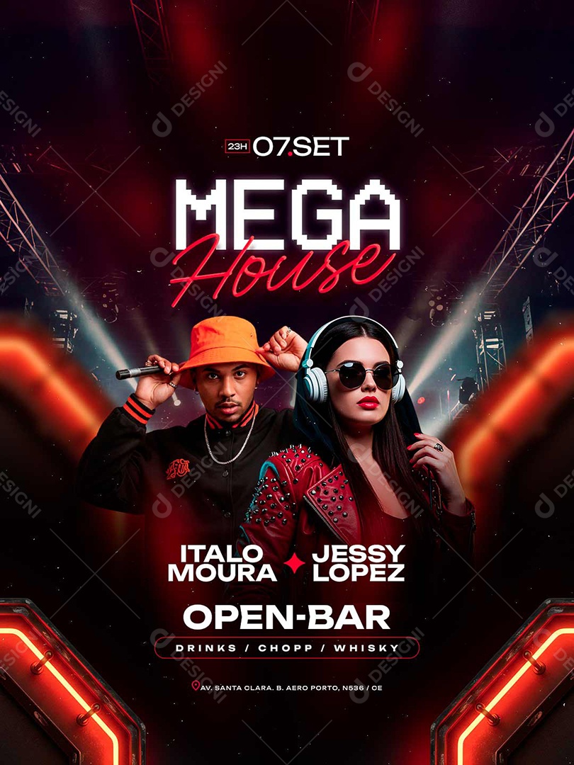 Flyer Mega House Social Media PSD Editável