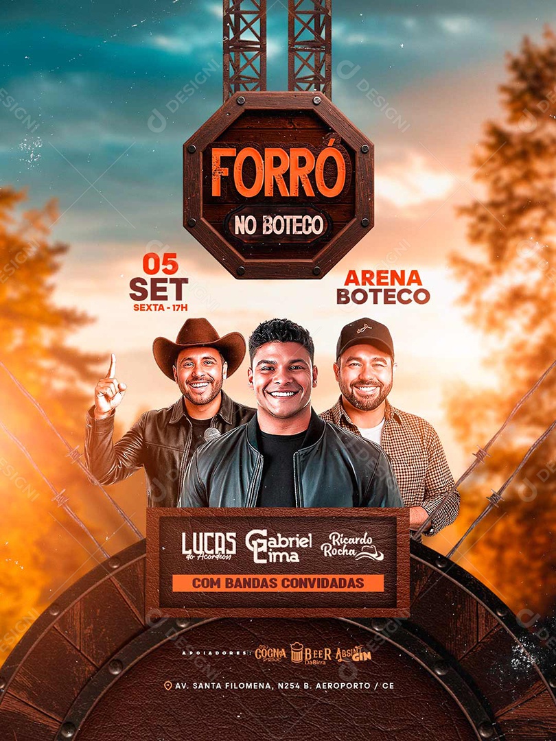 Flyer Forró no Boteco Social Media PSD Editável