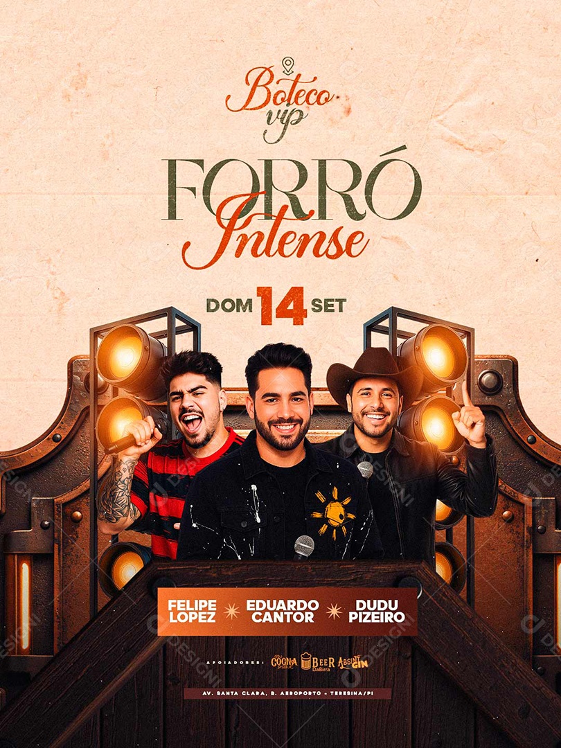 Flyer Forró Intense Boteco Vip Social Media PSD Editável