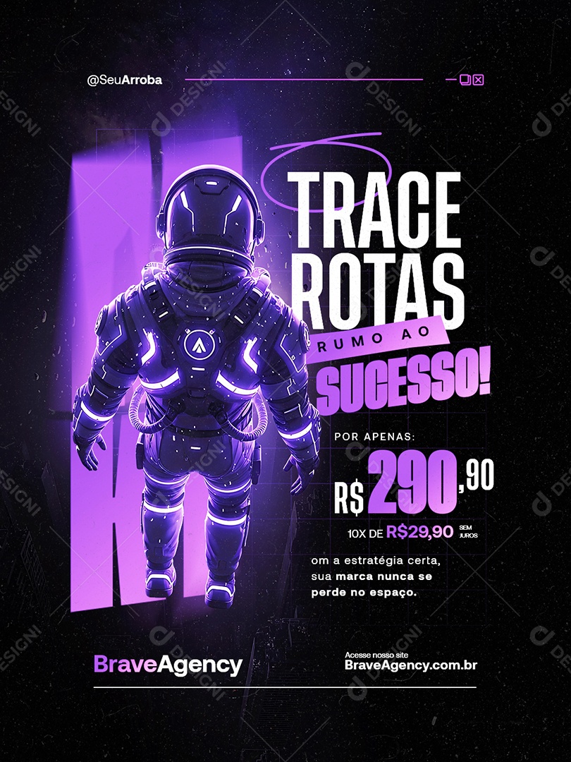 Marketing Digital Trace Rotas Rumo ao Sucesso Social Media PSD Editável