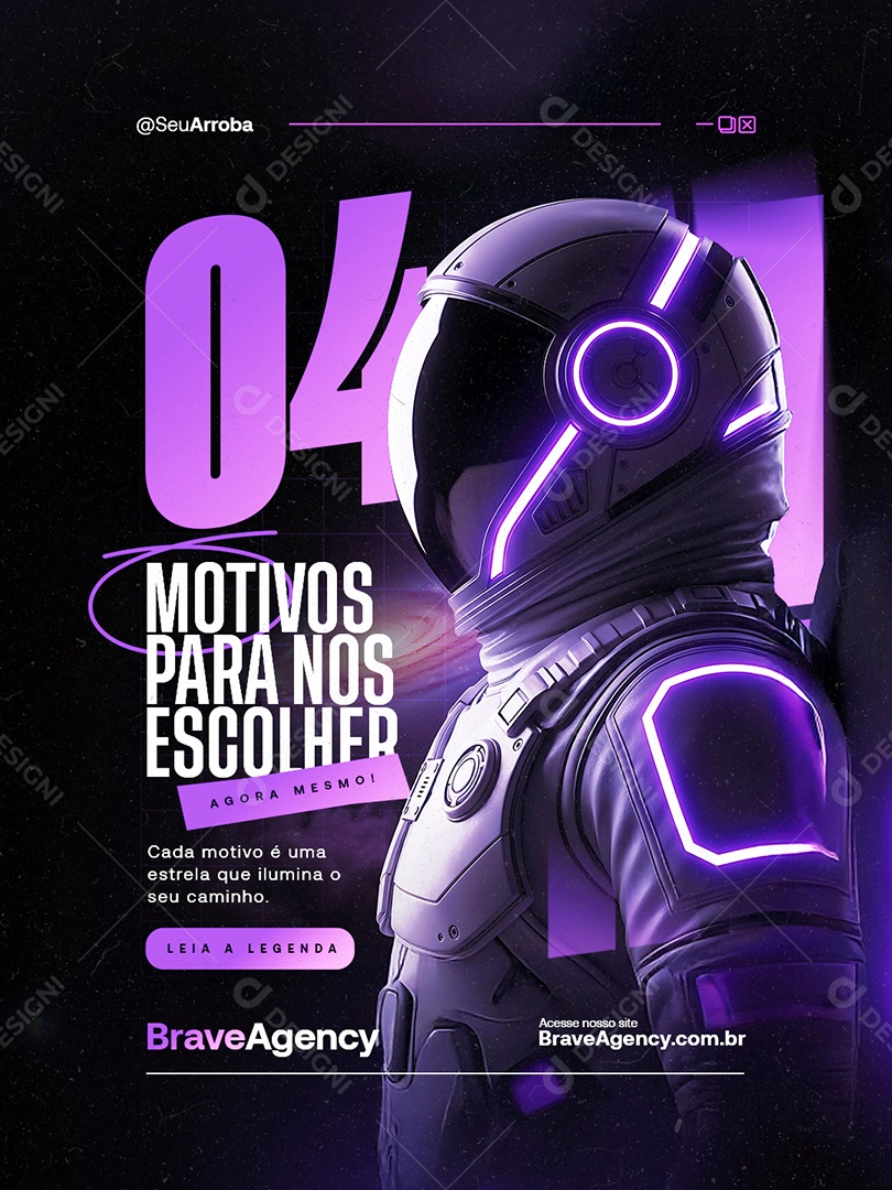 Marketing Digital Quatro Motivos para Nos Escolher Social Media PSD Editável