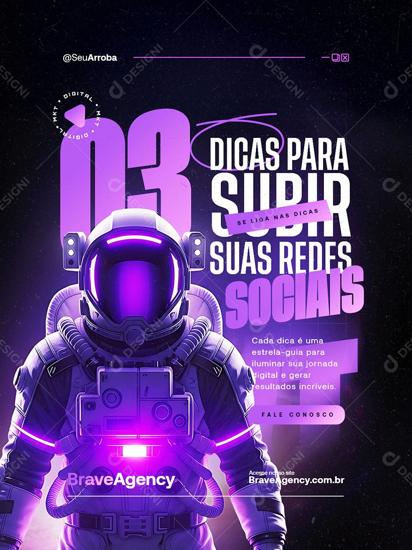 Marketing Digital Três Dicas para Subir Suas Redes Sociais Social Media PSD Editável