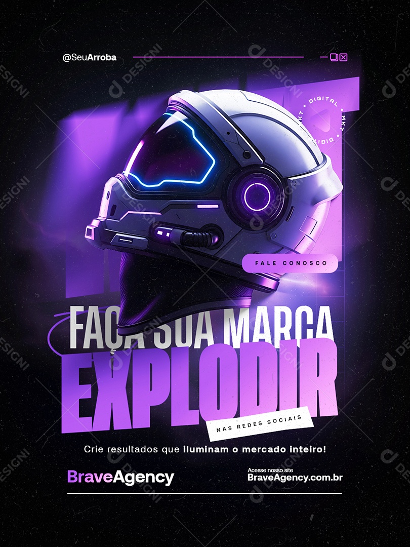 Marketing Digital Faça sua Marca Explodir Social Media PSD Editável